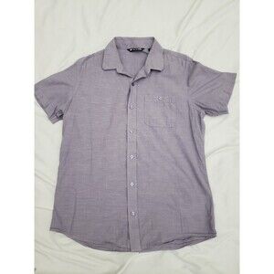 Travis Mathew Studebaker Mens Medium Button Shirt Heather Violet Short Sleeve